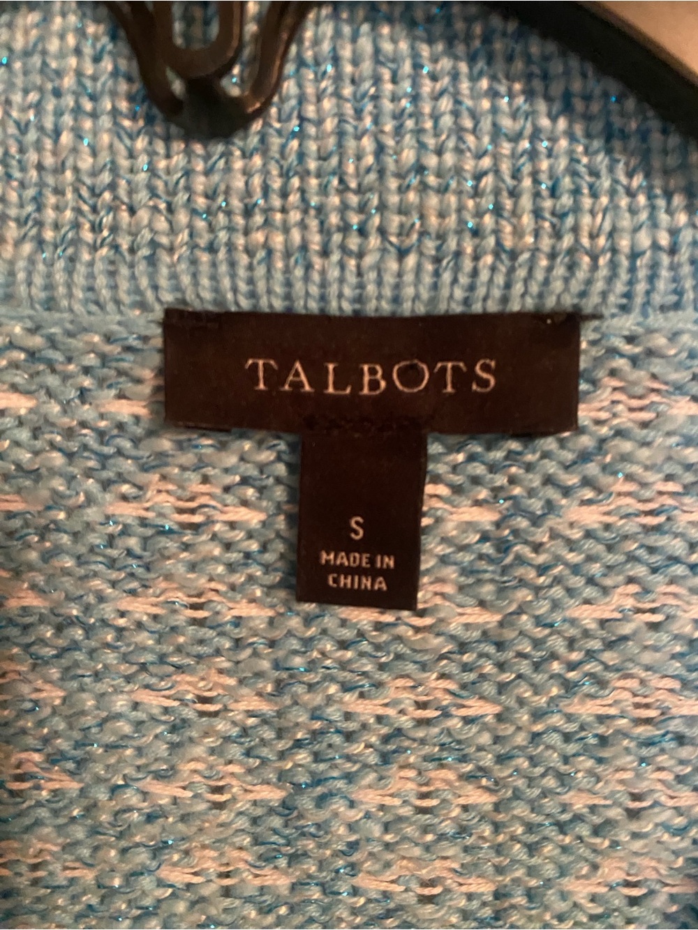 Talbots Soft Teal Tweed Zip-Up Sweater, Size Small - Picture 4 of 8